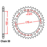 REAR SPROCKET - STEEL 42T 530P