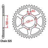 REAR SPROCKET - STEEL 42T 525P