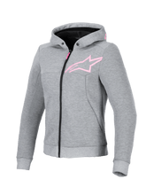 Load image into Gallery viewer, Alpinestars Womens Chrome V2 Sport Hoodie - Gray/Heather/Fluro-Pink