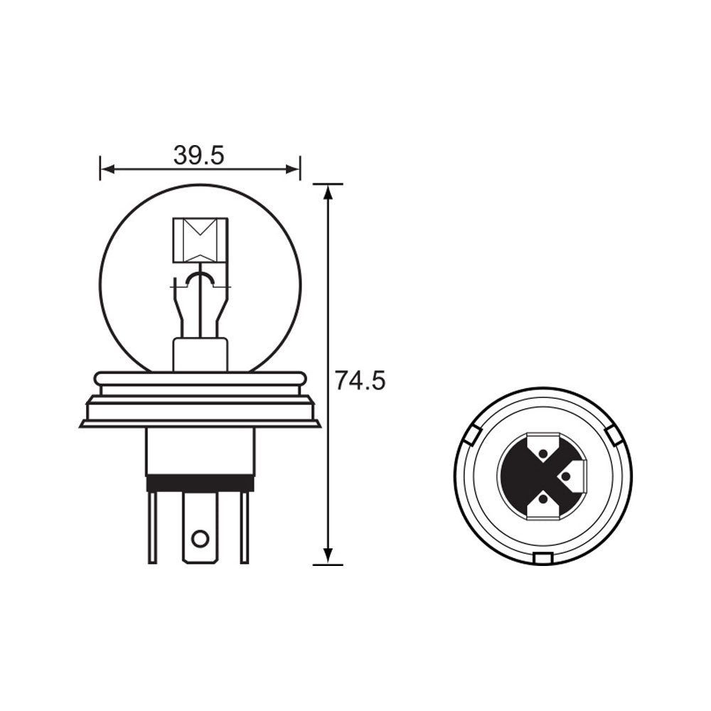 BULB - HEADLIGHT 6V 45/45W - P45T