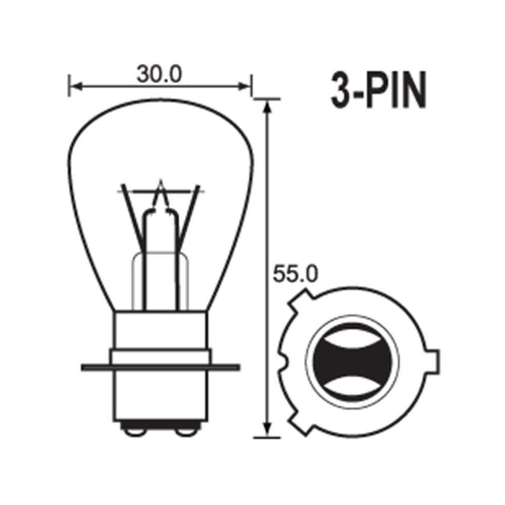 BULB - HEADLIGHT 6V 35/35W - P15D-3