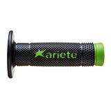 ARIETE MOTORCYCLE HAND GRIPS - OFF ROAD - VULCAN - BLACK GREEN