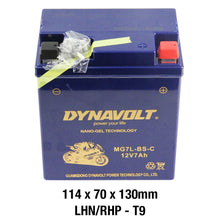 Load image into Gallery viewer, DYNAVOLT MG7L-BS-C BATTERY 12V AGM Nano Gel 7Ah