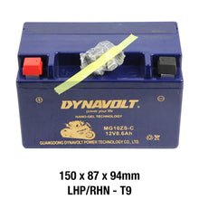 Load image into Gallery viewer, DYNAVOLT MG10ZS-C BATTERY 12V AGM FA Nano Gel 9Ah