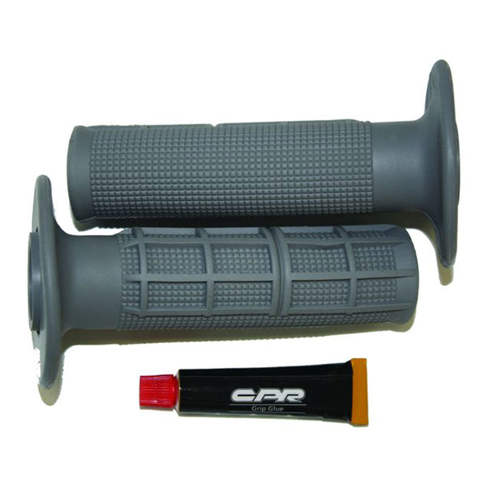 MOTORCYCLE HAND GRIPS - OFF ROAD HALF WAFFLE - GREY