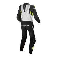 Load image into Gallery viewer, Macna Tracktix 1 Piece Suit Black/White/Neon Yellow