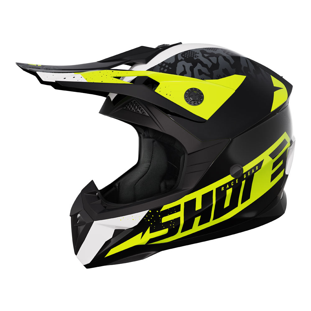 Shot Pulse Kid Helmet Airfit Black/White/Neon Yellow