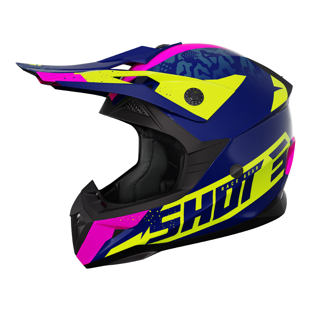 Shot Pulse Kid Helmet Airfit Blue/Neon Yellow/Pink – Everest Motorcycles Shot Pulse Kid Helmet Airfit Blue/Neon Yellow/Pink – Everest Motorcycles