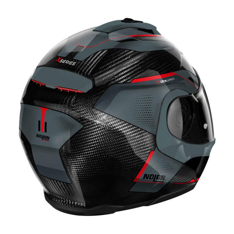 Nolan X-1005 Ultra Carbon Flip Up Undercover Helmet - Carbon Grey/Red