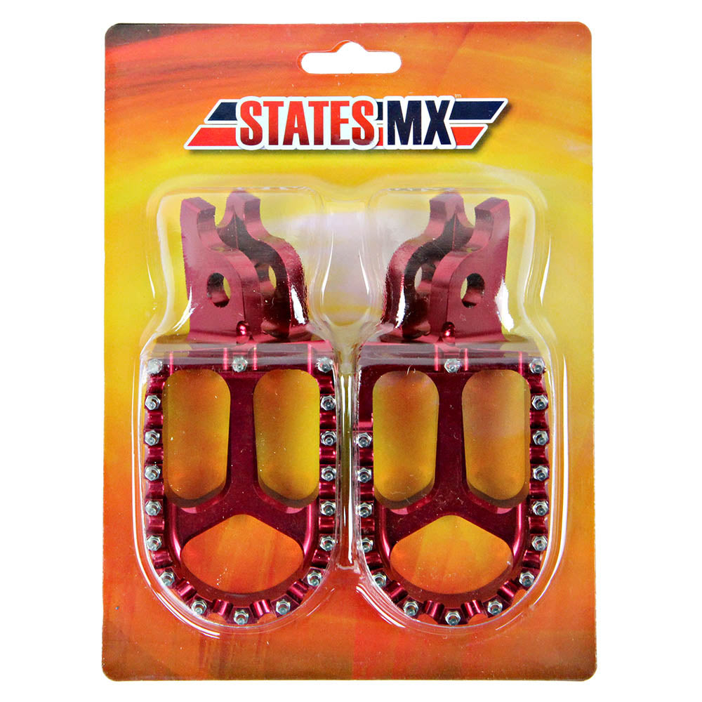 STATES MX S2 ALLOY OFF ROAD FOOTPEGS - HONDA - RED