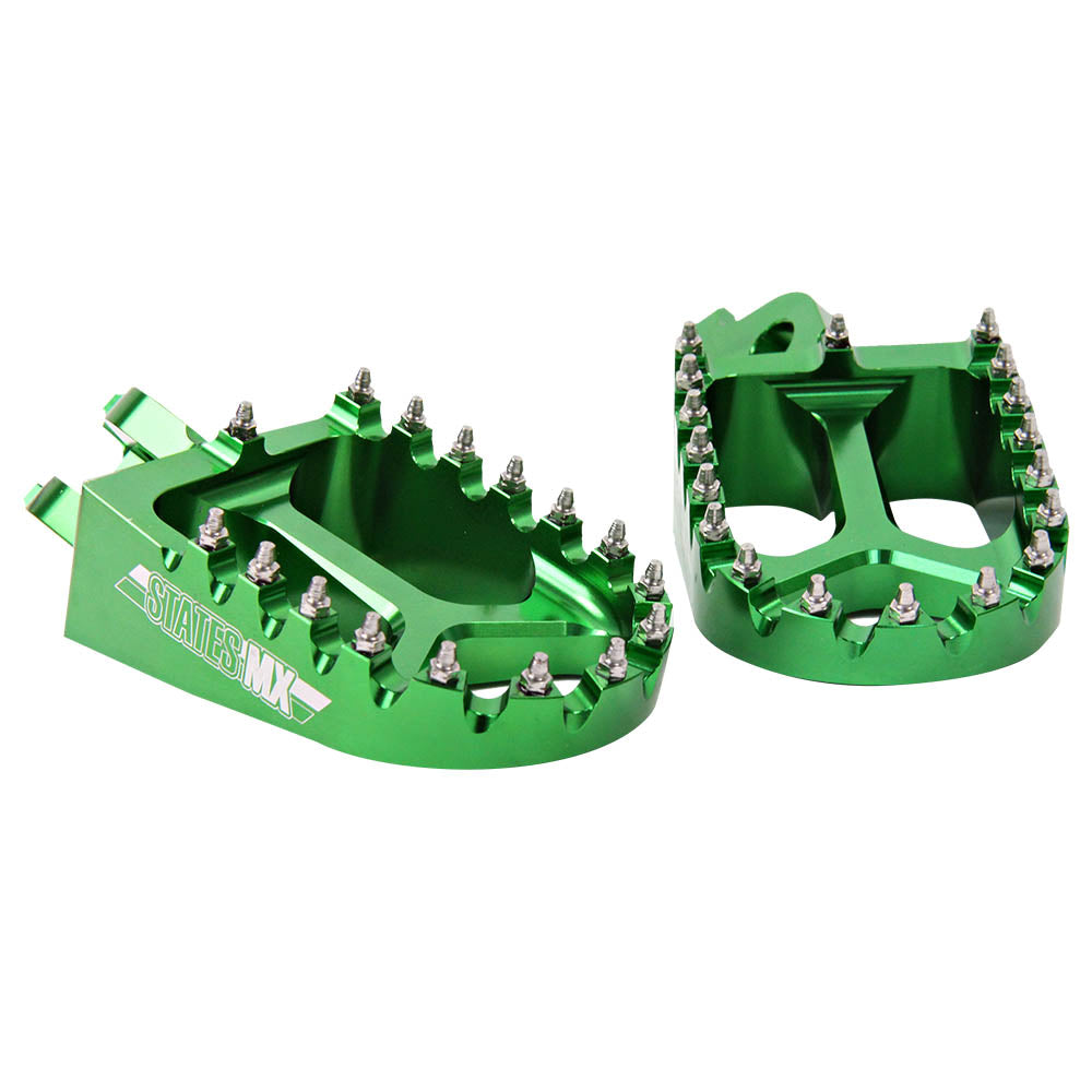 STATES MX S2 ALLOY OFF ROAD FOOTPEGS - KAWASAKI - GREEN