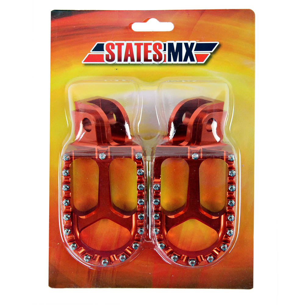 STATES MX S2 ALLOY OFF ROAD FOOTPEGS - KTM - ORANGE