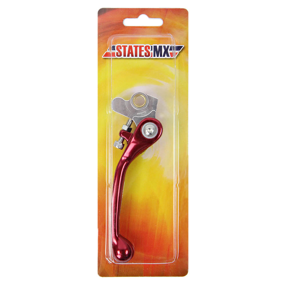 STATES MX FRONT BRAKE LEVER - STD FLEX - HONDA/SUZUKI - RED