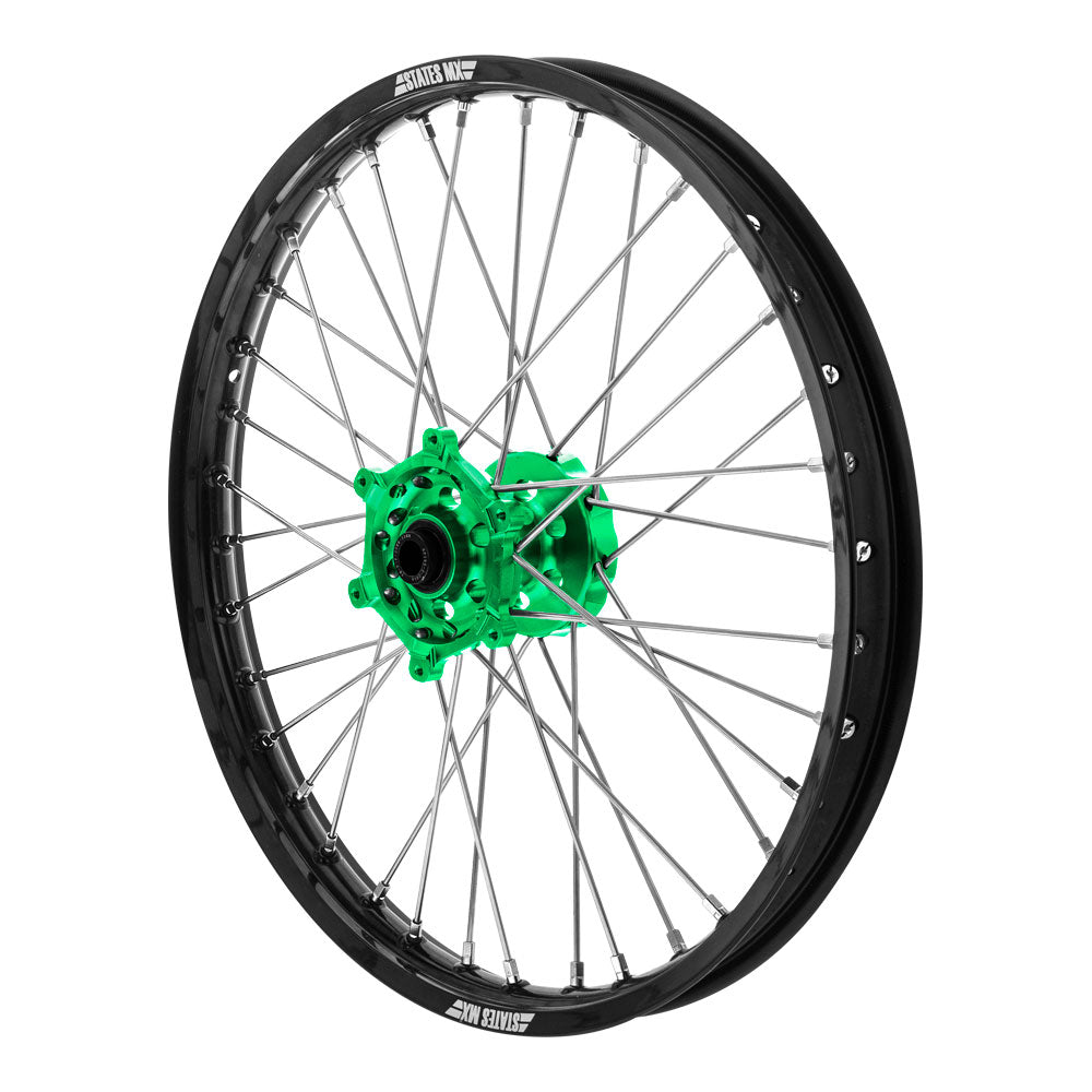 STATES MX FRONT WHEEL 21 X 1.6 KAWASAKI KX250F/450F 06-18 - BLACK/GREEN