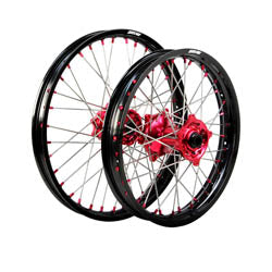 STATES MX WHEEL SET HONDA CR85/CRF150R SMALL WHEEL 17" FRONT/14" REAR - BLACK/RED/SILVER