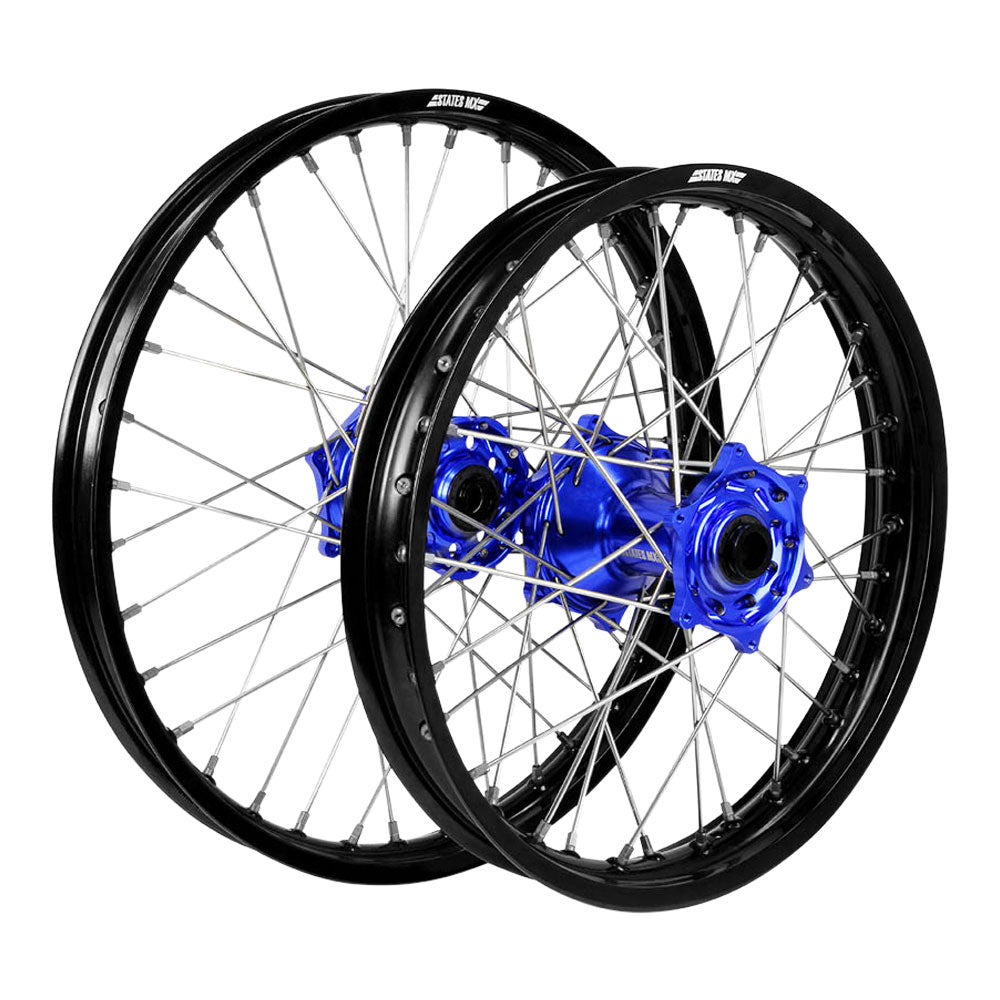 STATES MX WHEEL SET HUSQVARNA TE/FE 2024 21" FRONT/18" REAR - BLACK/BLUE