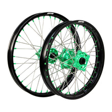 Load image into Gallery viewer, STATES MX WHEEL SET KAWASAKI KX80/85 SMALL WHEEL 17&quot; FRONT/14&quot; REAR - BLACK/GREEN
