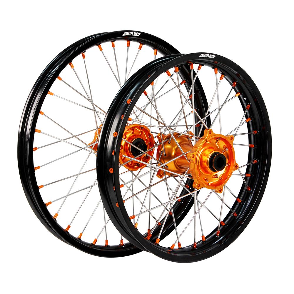 STATES MX WHEEL SET KTM SX 2013 21" FRONT/19" REAR - BLACK/ORANGE