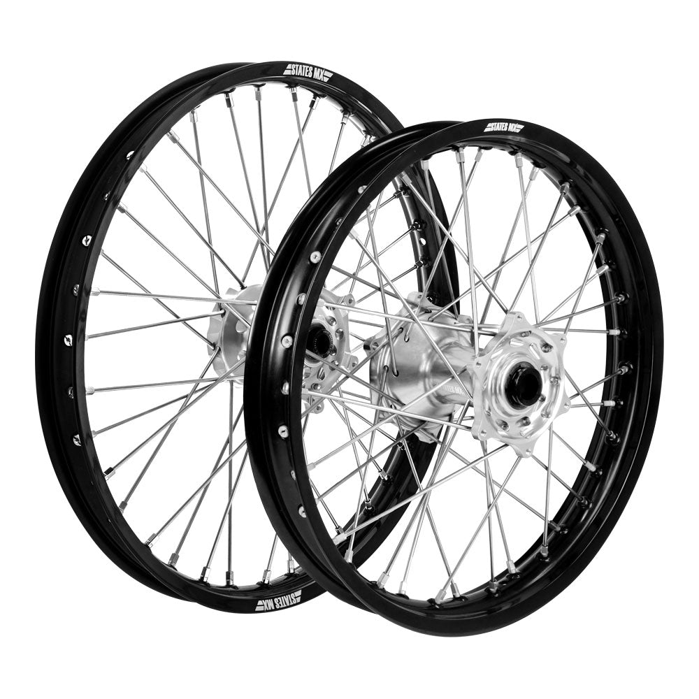 STATES MX WHEEL SET YAMAHA YZ/YZF 21"FRONT/19" REAR - BLACK/SILVER/SILVER