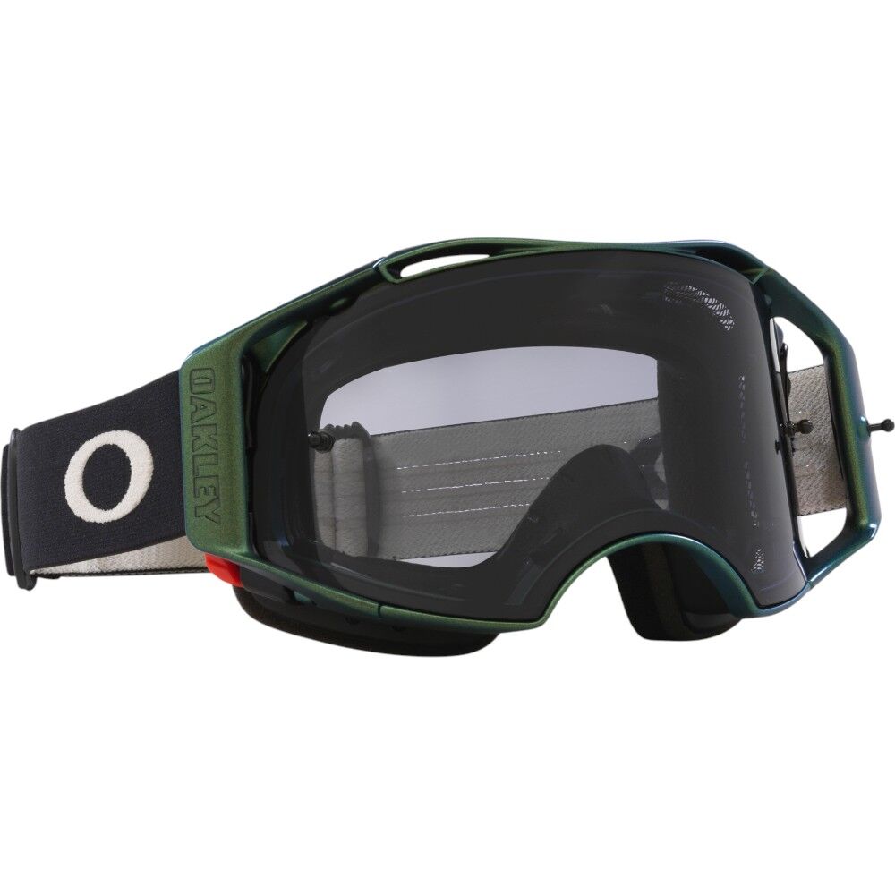 Oakley Airbrake MTB Black Green Colourshift Goggles With Light Grey Lens