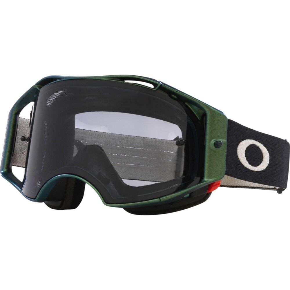 Oakley Airbrake MTB Black Green Colourshift Goggles With Light Grey Lens