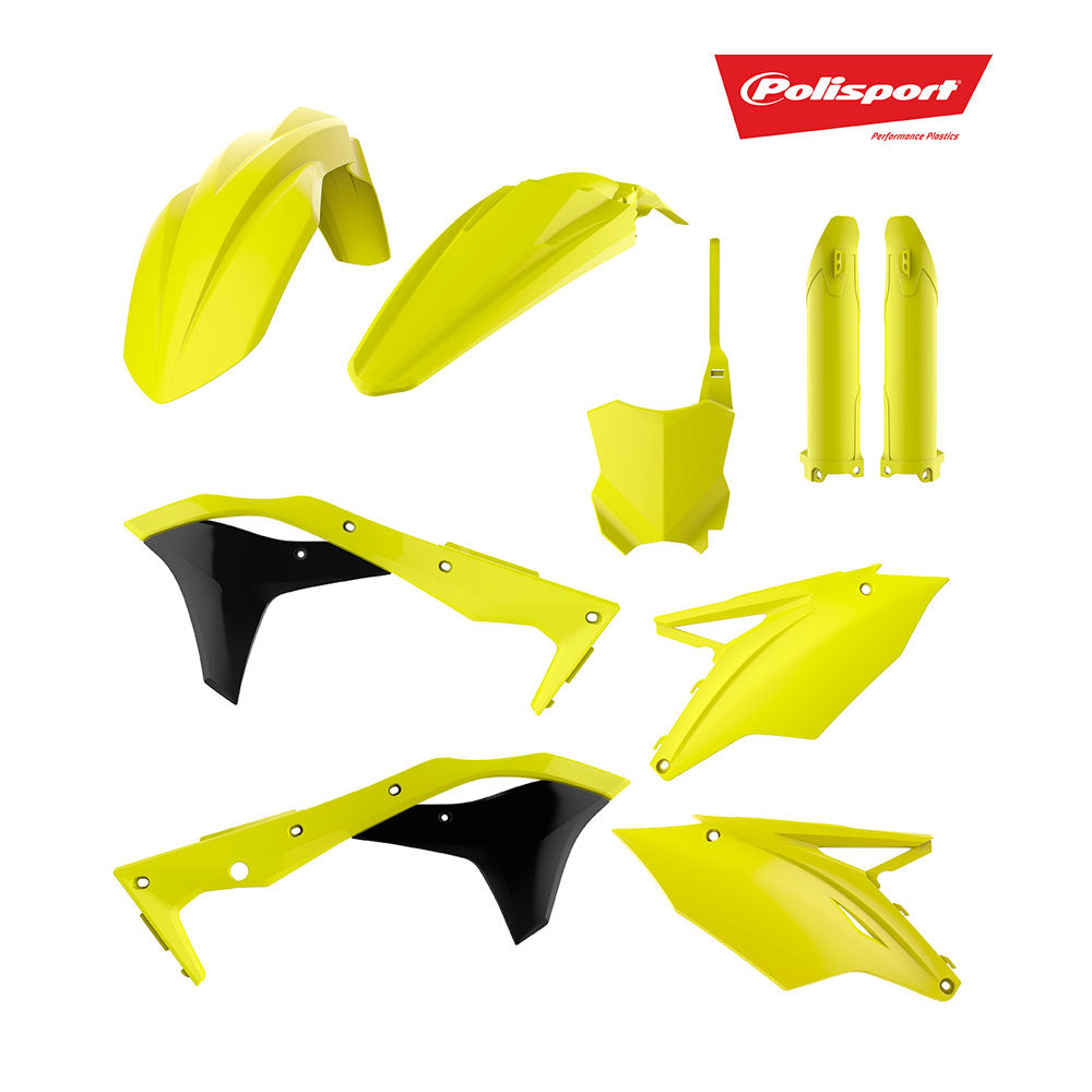 POLISPORT MX KIT KAWASAKI KX250F 17-18 - FLUORO YELLOW - INCLUDES FORK GUARDS