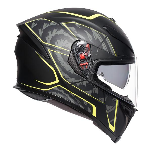 AGV K5 S Tornado Motorcycle Helmet -  Matt Black/Yellow Fluro - MotoHeaven