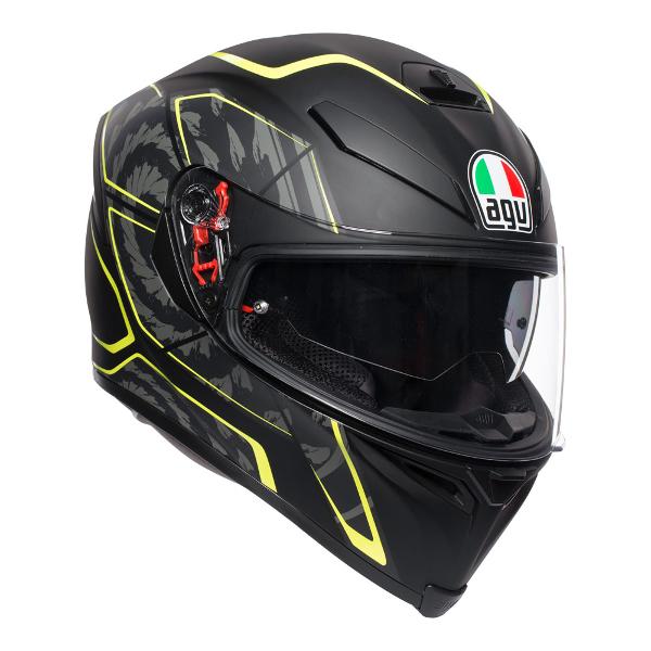 AGV K5 S Tornado Motorcycle Helmet -  Matt Black/Yellow Fluro - MotoHeaven