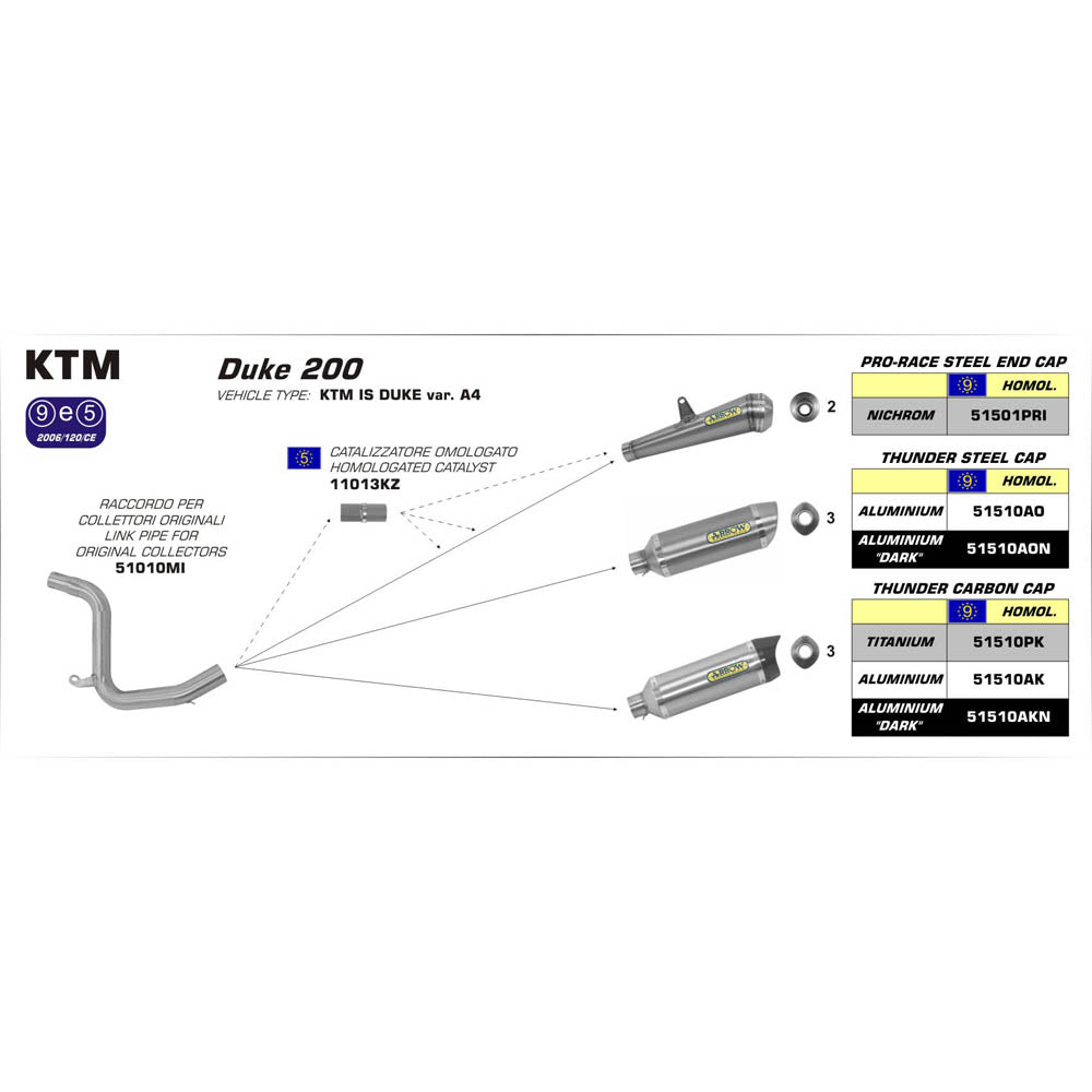 ARROW Link Pipe Stainless KTM Duke 125 & 200