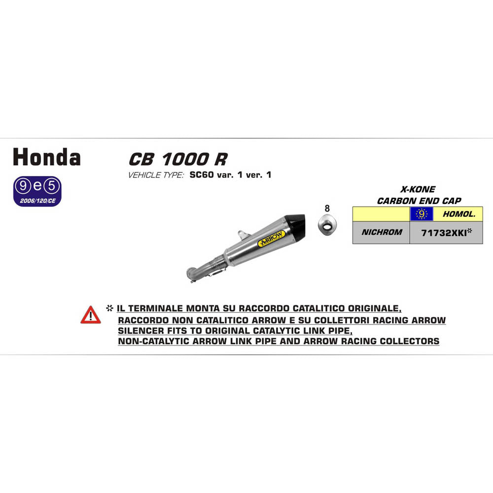 ARROW 71152PR SILENCER [AOE]: TROPHY RACE Ti W SLS E/CAP HONDA CB1000R