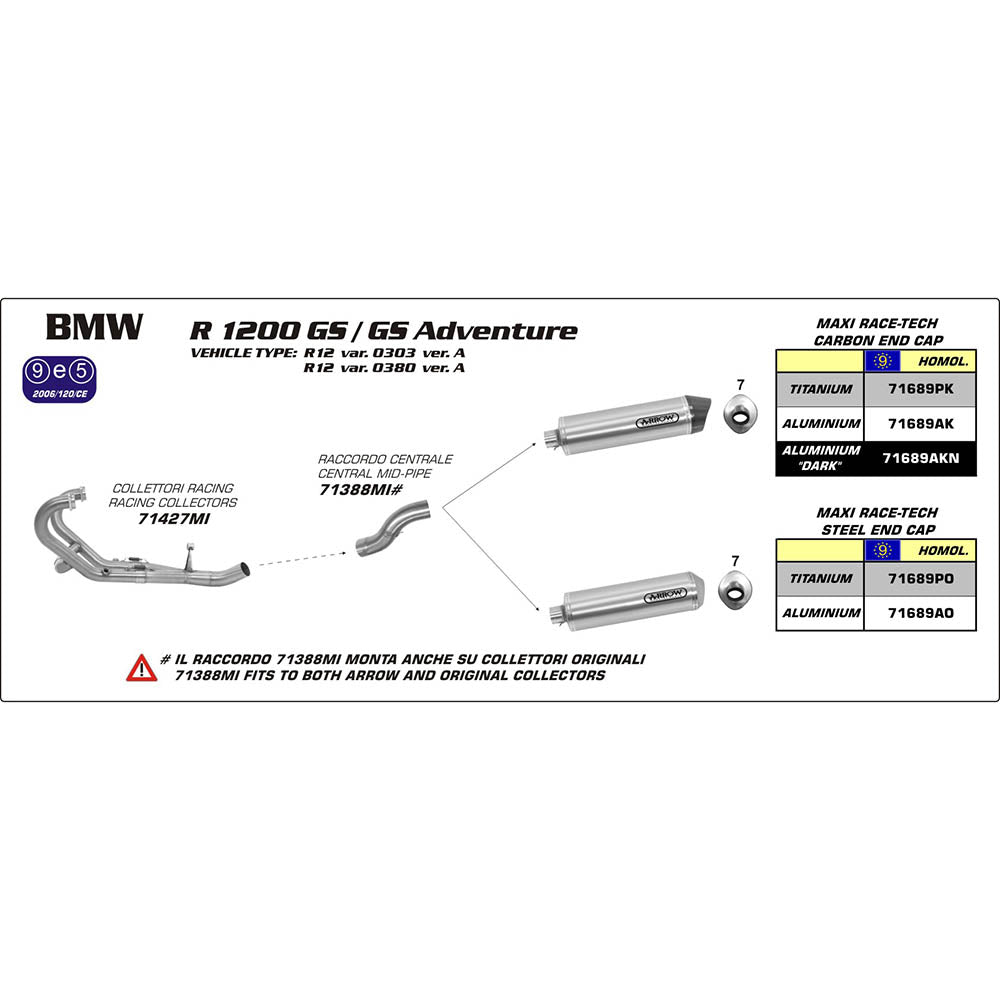 ARROW Link Pipe Stainless for MAXI RACE-TECH silencers