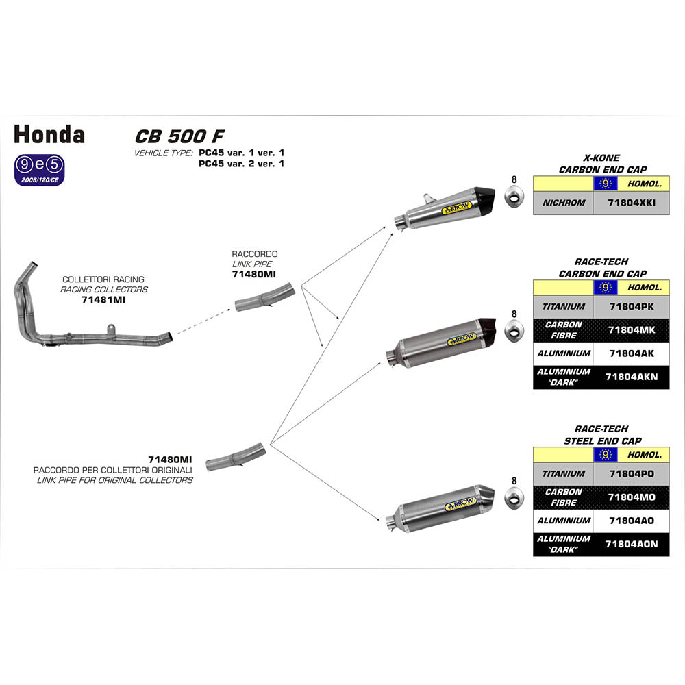 ARROW Link Pipe Stainless for #71804 Silencers