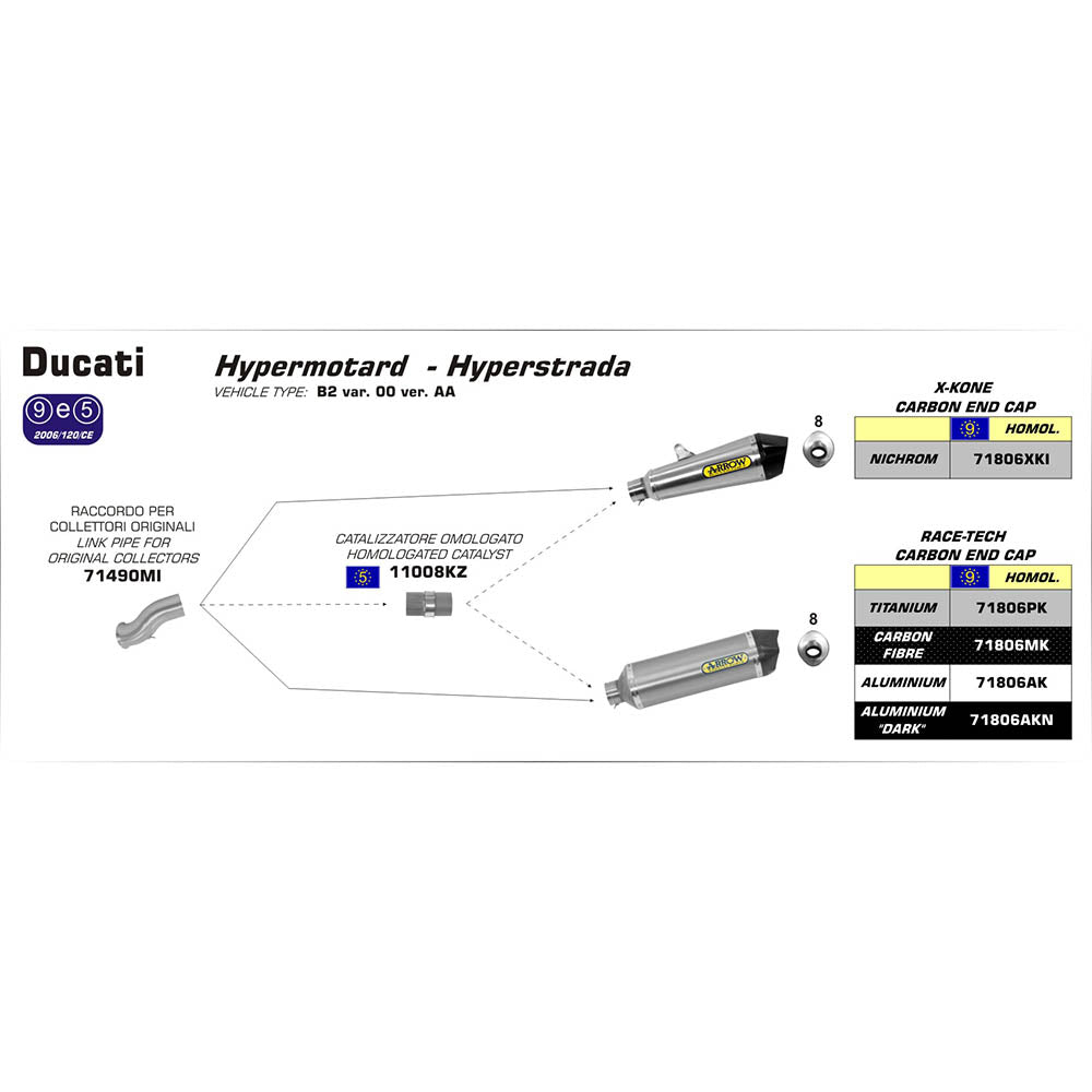 ARROW Link Pipe Stainless for #71806 Silencers