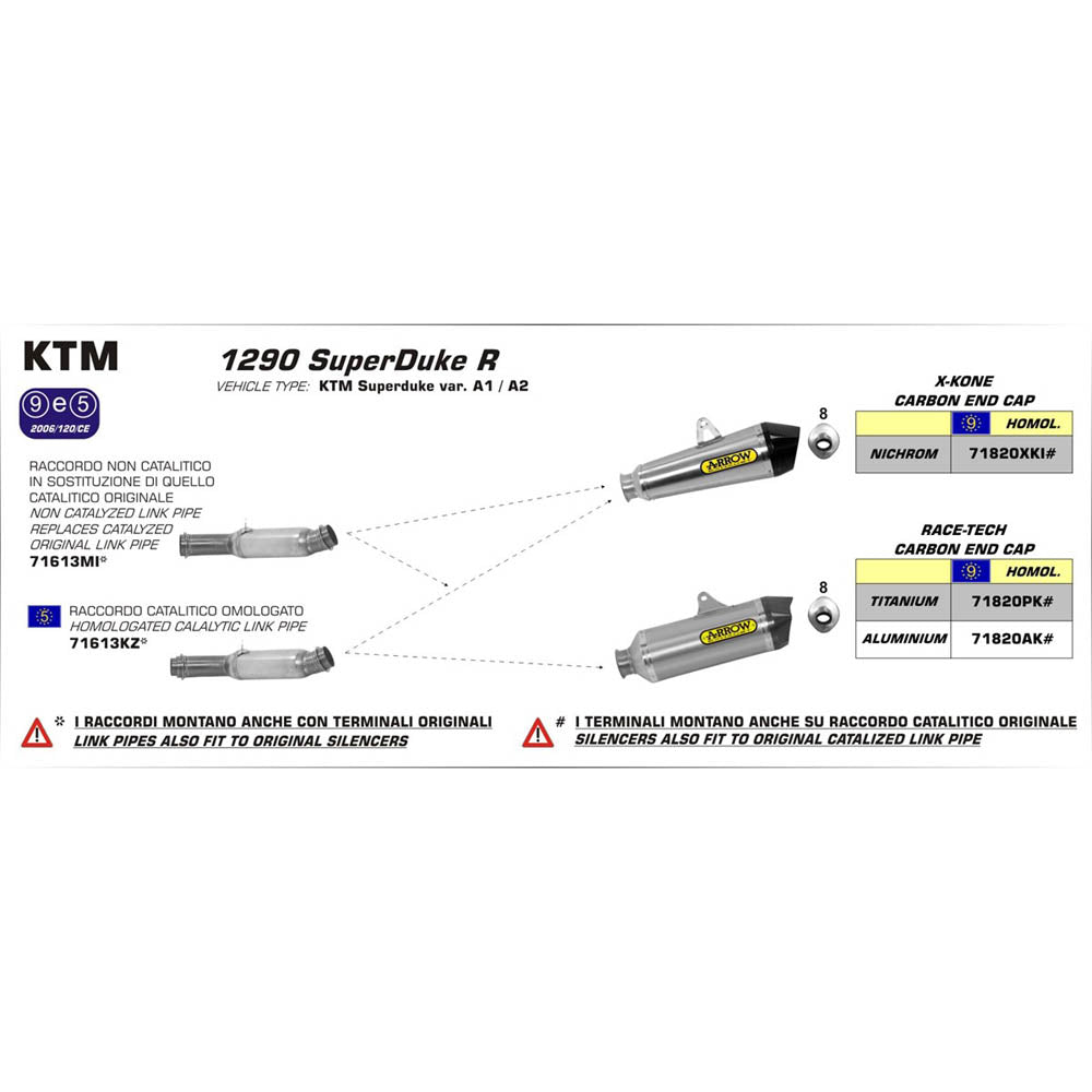 ARROW Link Pipe Stainless Racing (No Cat)