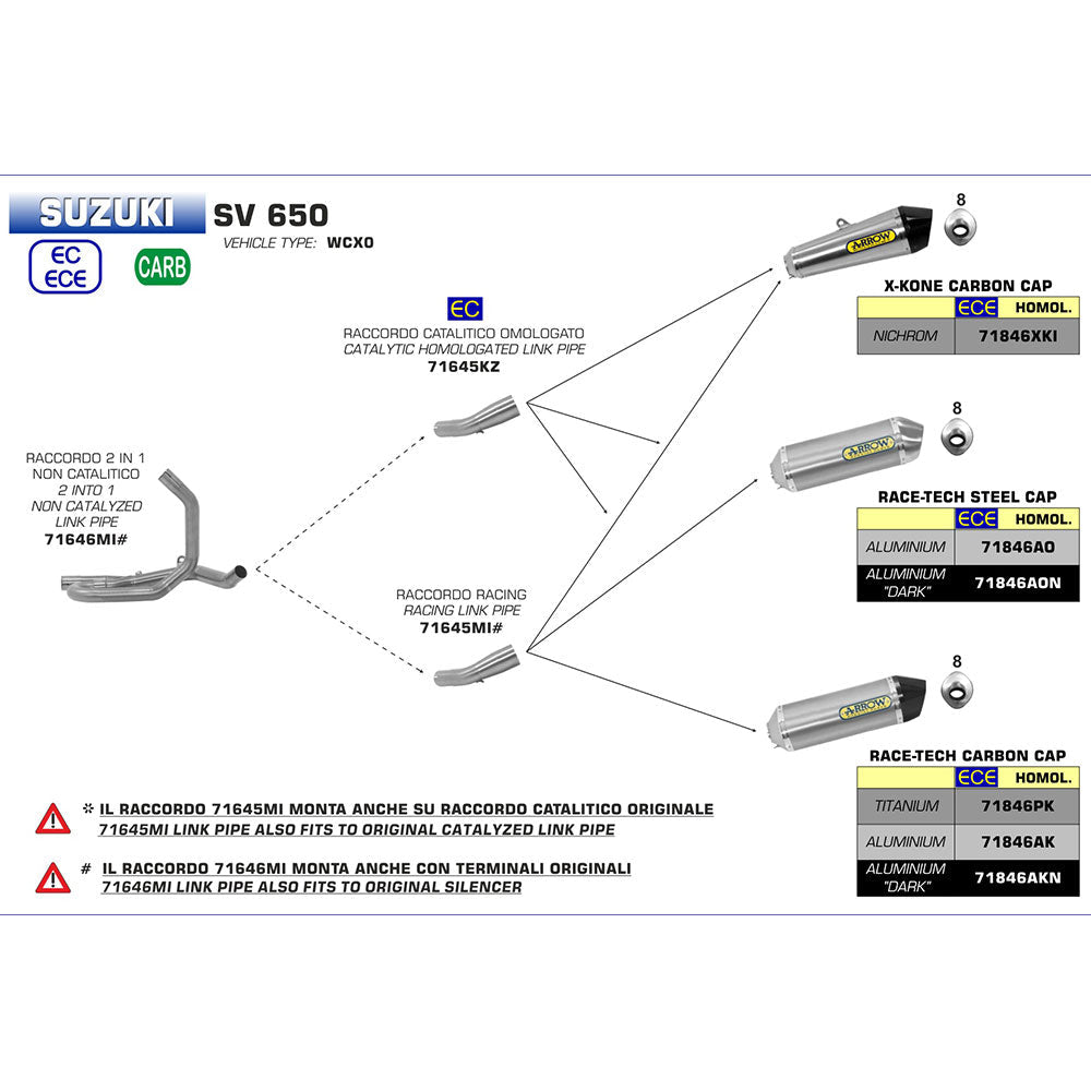ARROW 71645MI - Collector / Central Link Pipe - Stainless <br>SUZUKI