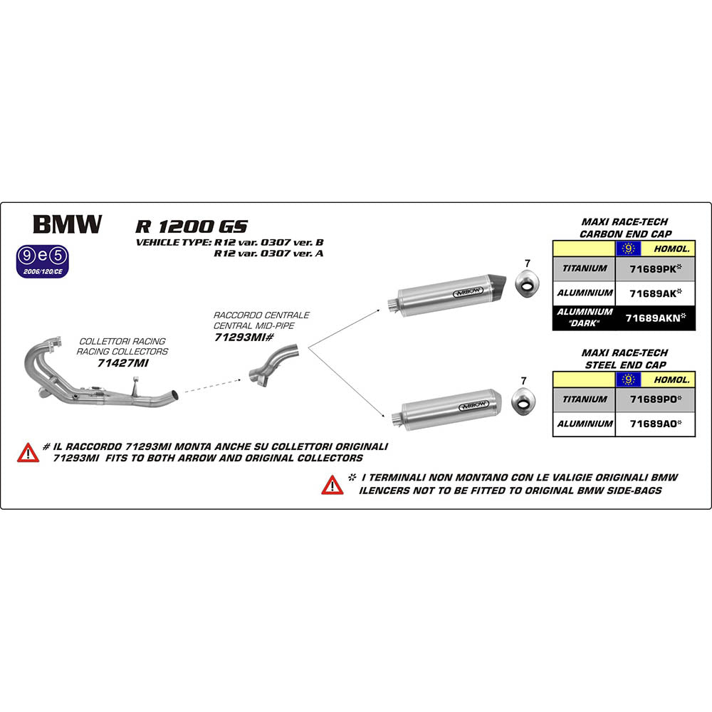 ARROW Silencer MAXI RACE-TECH Aluminium with Carbon Fibre End Cap