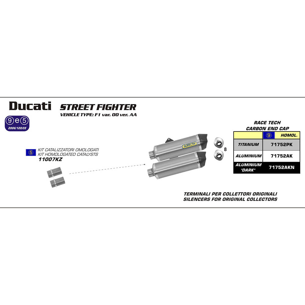 ARROW Silencer Set RACE-TECH Titanium with Carbon Fibre End Cap