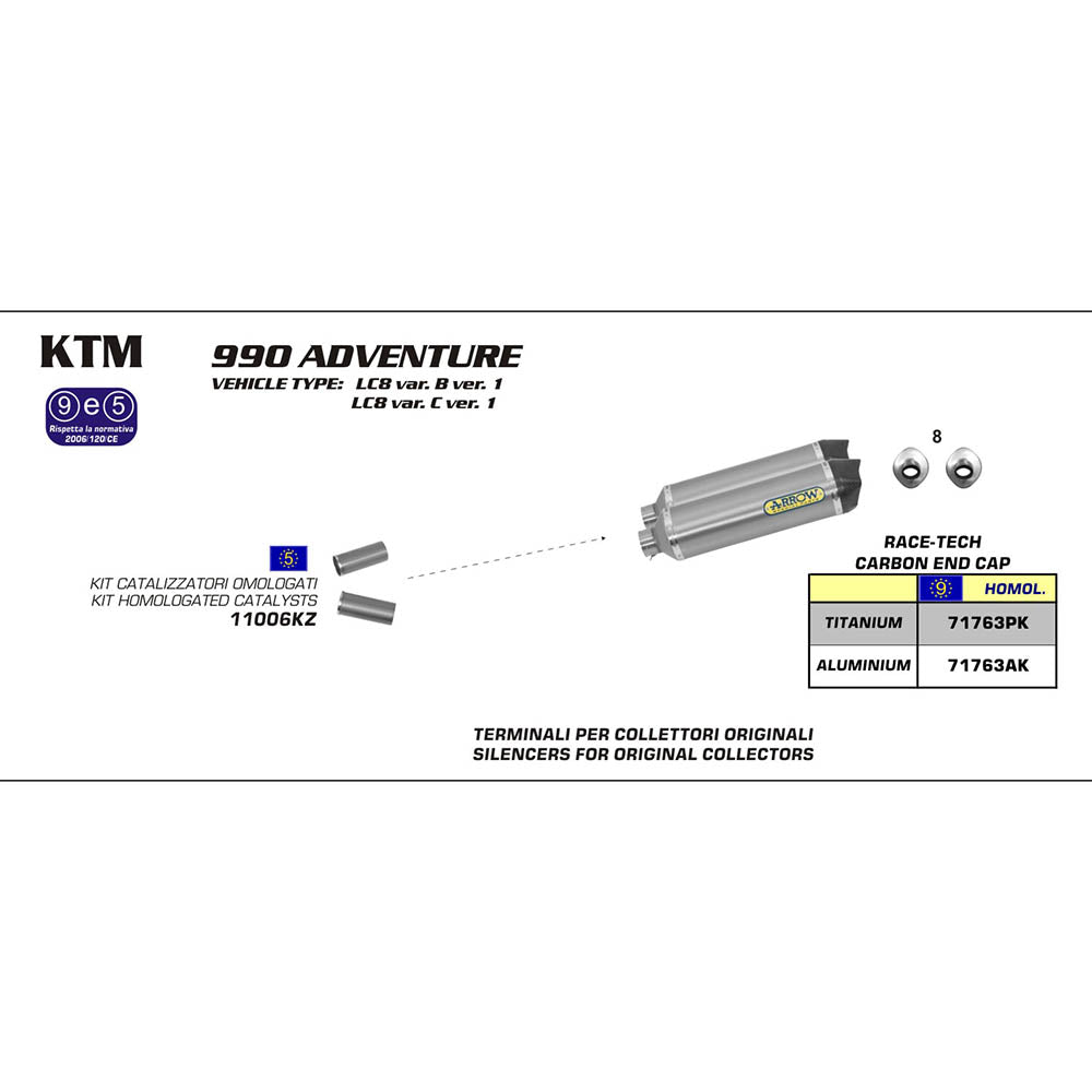 ARROW Silencer Set RACE-TECH Titanium with Carbon Fibre End Cap