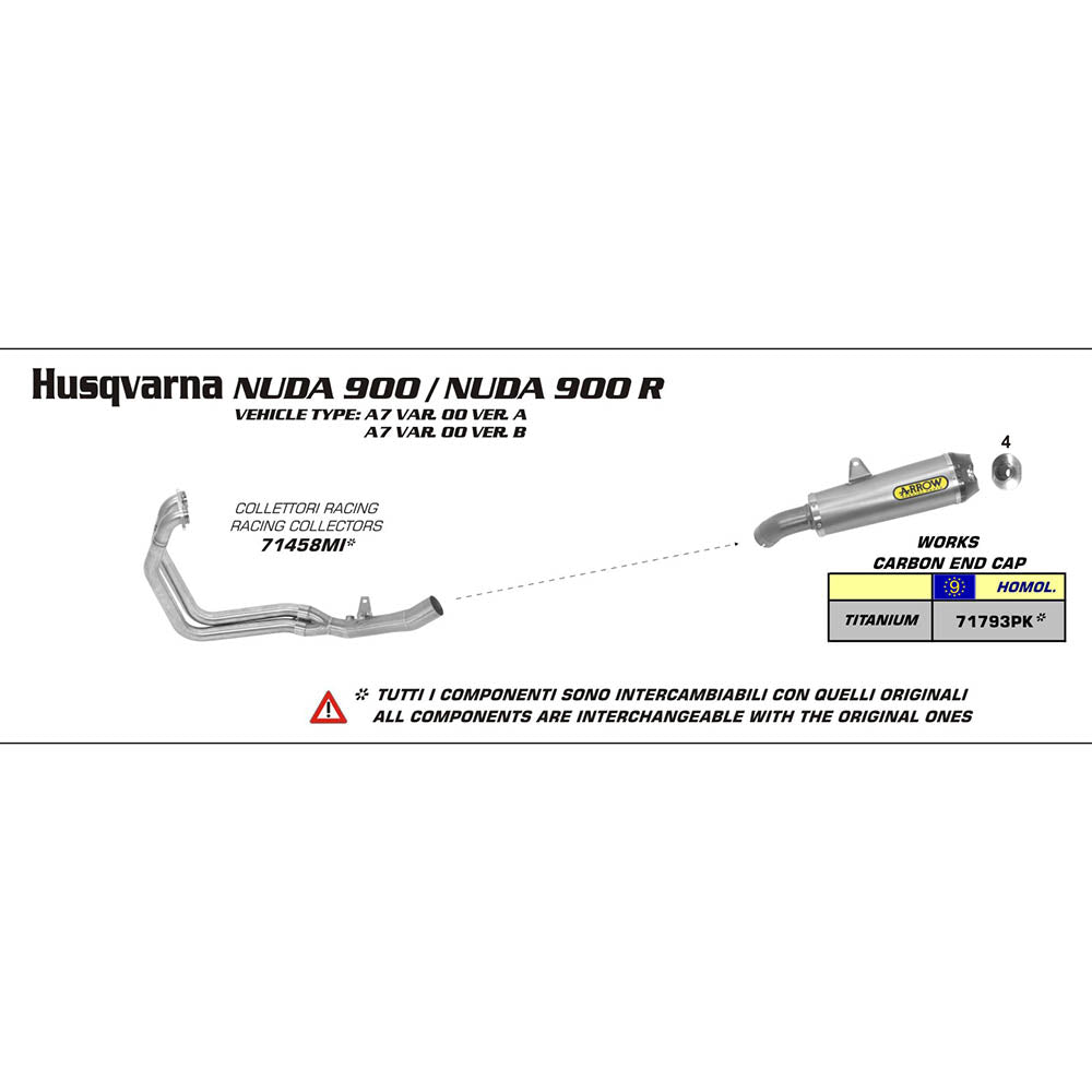 ARROW Silencer - 71793PKWORKS Titanium with Carbon Fibre End Cap