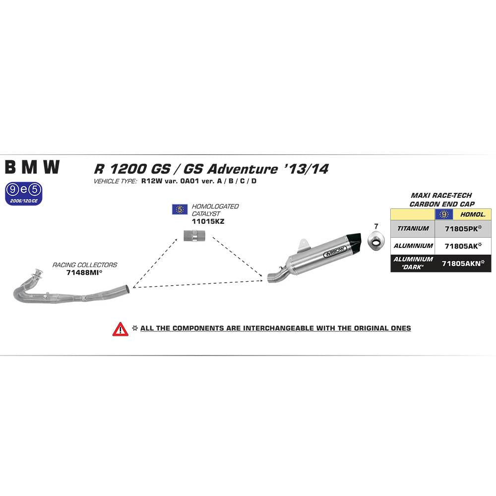 ARROW-71805AKKNP-Silencer---MAXI-RACE-TECH-Aluminium-Dark-with-Carbon-End-Cap-(Not-for-OE-Pannier-set)<br>BMW-1200-/-1250-GS