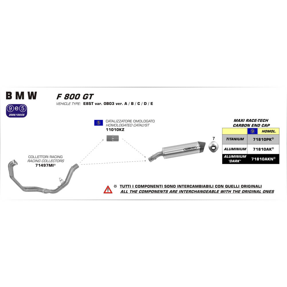 ARROW Silencer MAXI RACE-TECH Aluminium Silver with Carbon Fibre End Cap