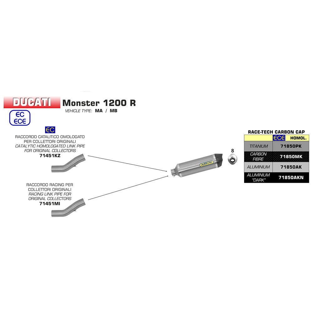 ARROW Silencer Race-TECH Aluminium Dark with Carbon Fibre End Cap