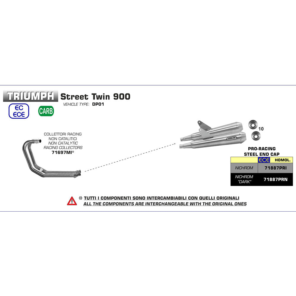 ARROW Silencer Set PRO-RACING Nichrom with Steel End Cap