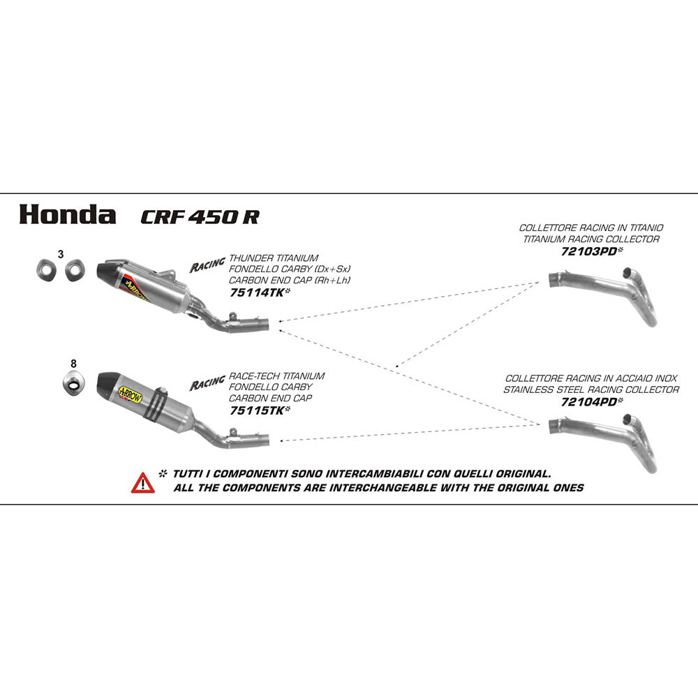 ARROW EXHAUST HONDA CRF 450 R 13-15 TITANIUM RACE-TECH SLIP-ON SILENCER WITH CARBON CAP