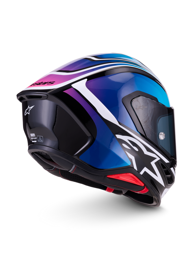 Alpinestars S-R7 Zeal ECE06/DOT Full Face Helmet - Black/Blue/Pink Fluo/White Glossy