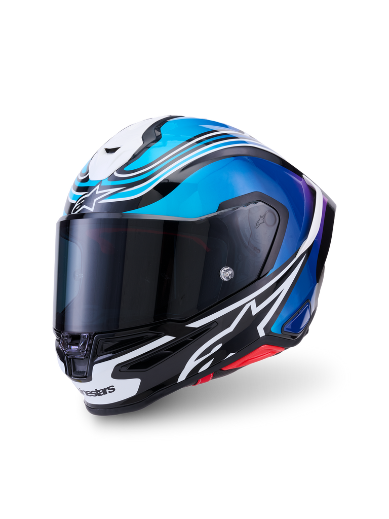 Alpinestars S-R7 Zeal ECE06/DOT Full Face Helmet - Black/Blue/Pink Fluo/White Glossy