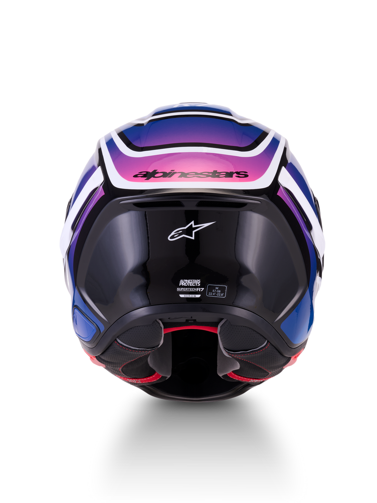 Alpinestars S-R7 Zeal ECE06/DOT Full Face Helmet - Black/Blue/Pink Fluo/White Glossy