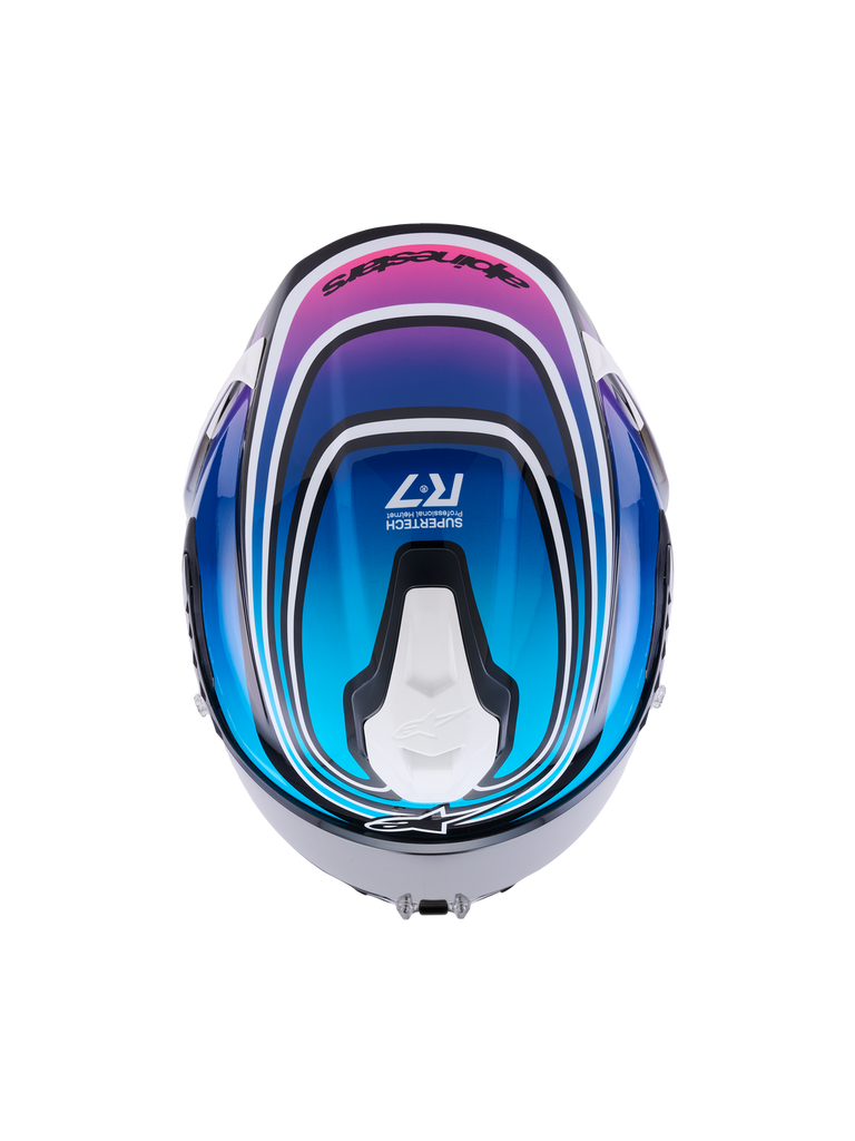 Alpinestars S-R7 Zeal ECE06/DOT Full Face Helmet - Black/Blue/Pink Fluo/White Glossy
