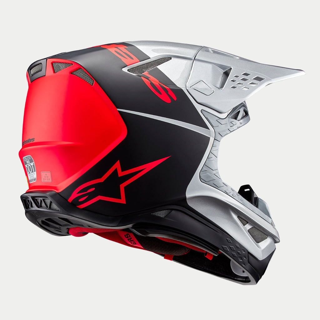 Alpinestars Supertech SM10 Flood Ece 22.06 Helmet - Silver Black Orange Fluo Matt and Gloss - View 5 | Everest Motorcycles