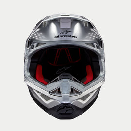 Alpinestars Supertech SM10 Flood Ece 22.06 Helmet - Silver Black Orange Fluo Matt and Gloss - View 2 | Everest Motorcycles